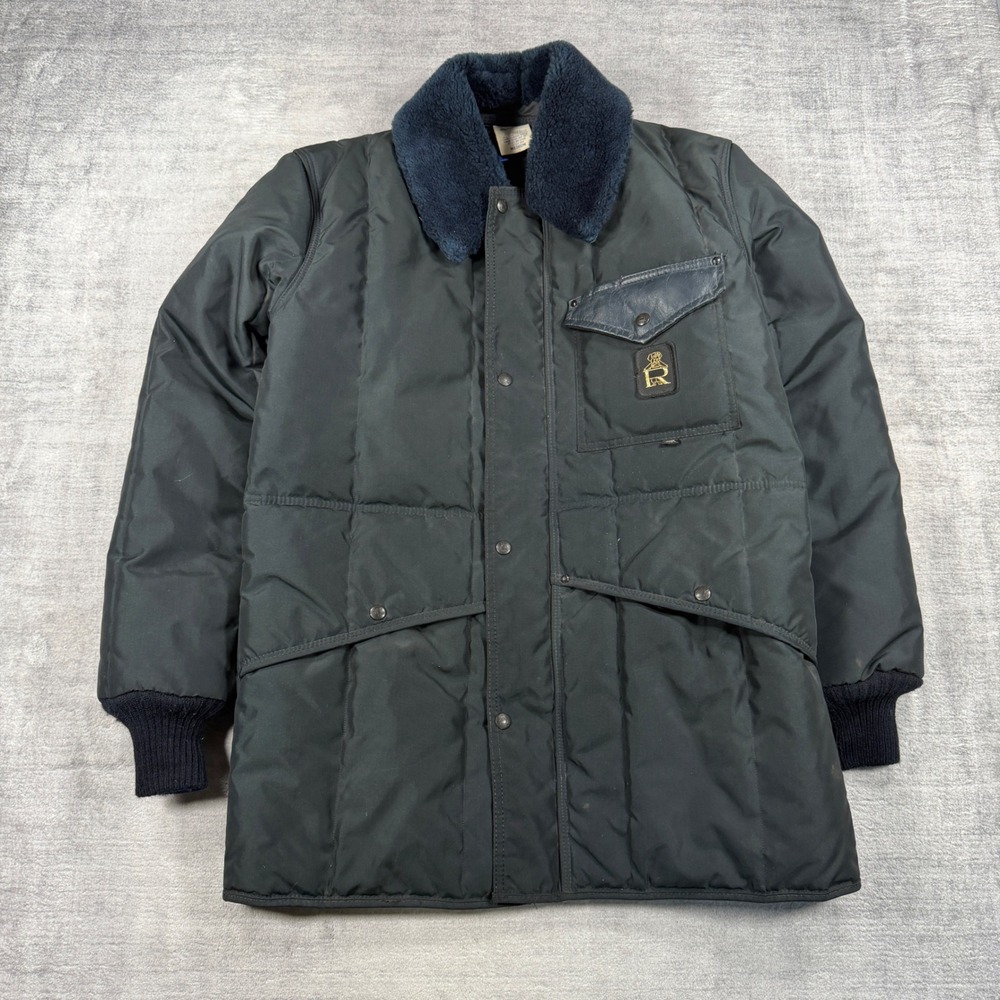 RefrigiWear Jacket Men Medium Blue Vintage 80s Workwear Quilted Insulated Parka